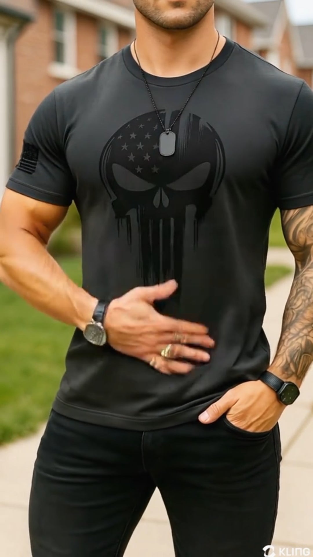 Men's Printed T-Shirt - Distressed Skull Graphic