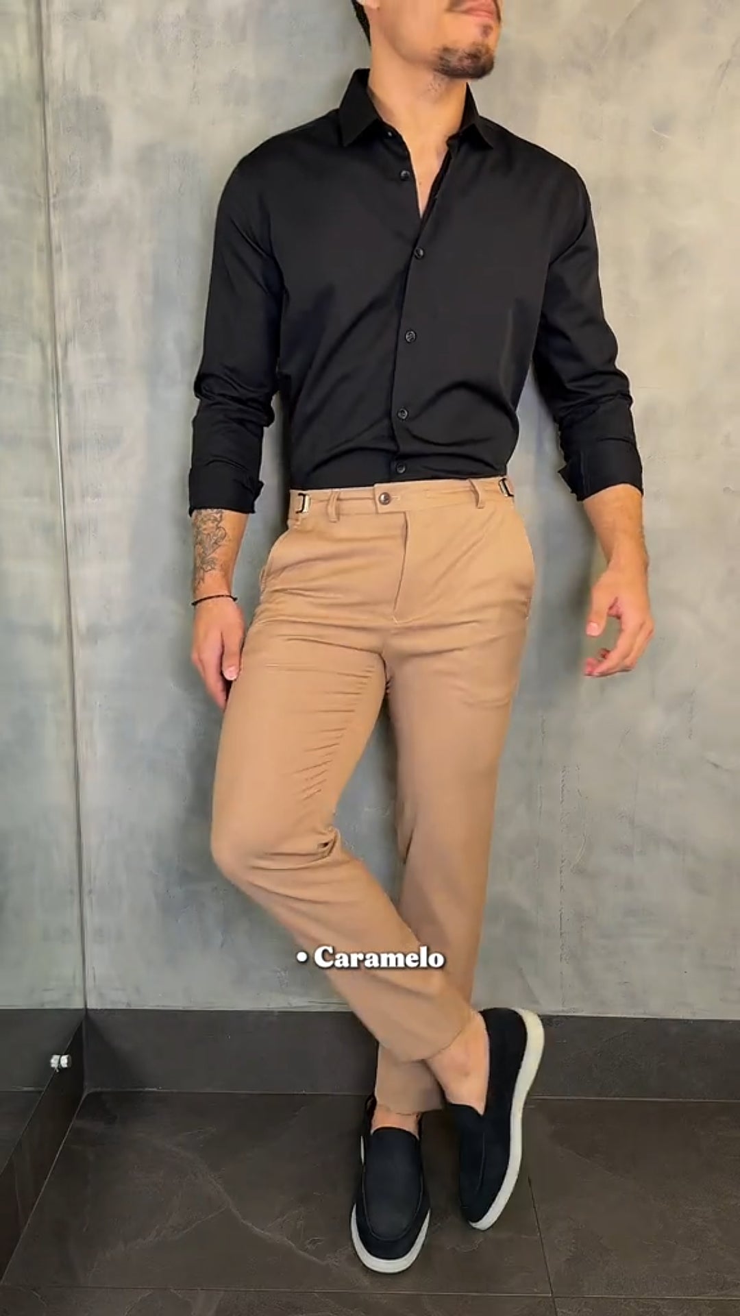 Men's Buttoned Stretch Slim-fit Trousers