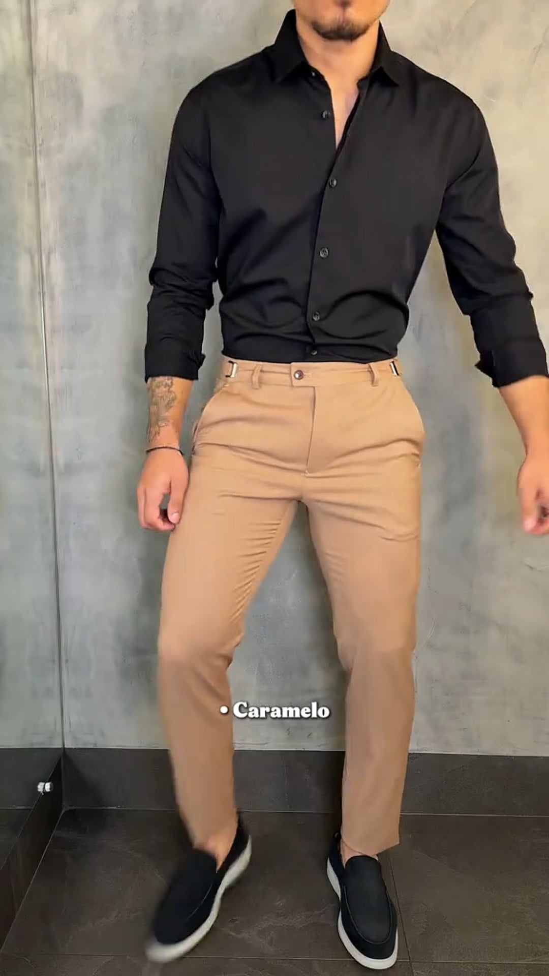 Men's Buttoned Stretch Slim-fit Trousers