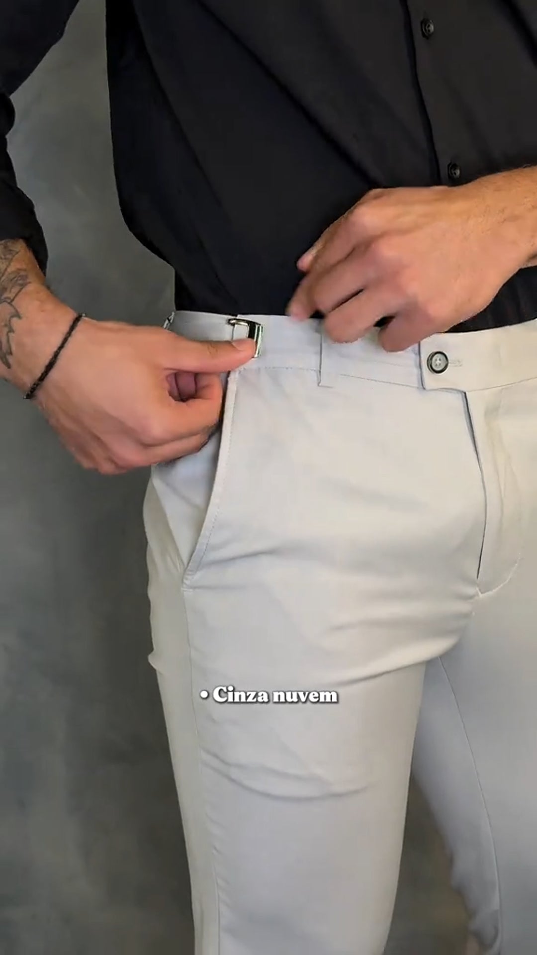 Men's Buttoned Stretch Slim-fit Trousers