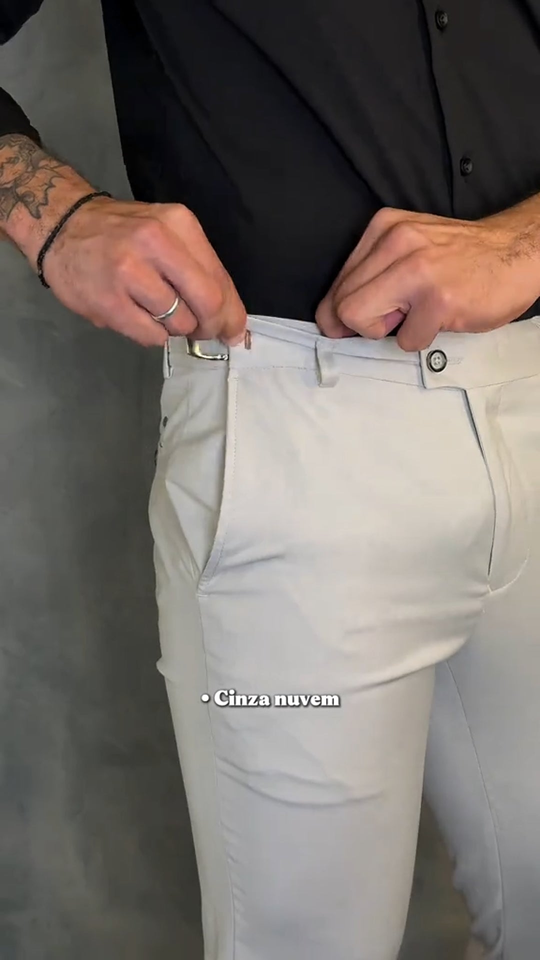 Men's Buttoned Stretch Slim-fit Trousers