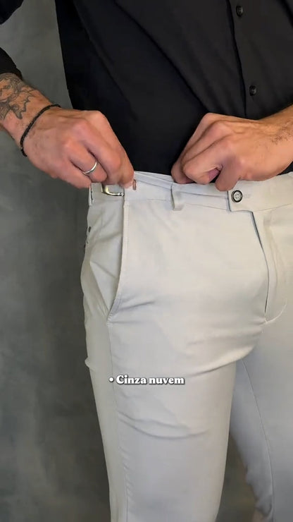 Men's Buttoned Stretch Slim-fit Trousers