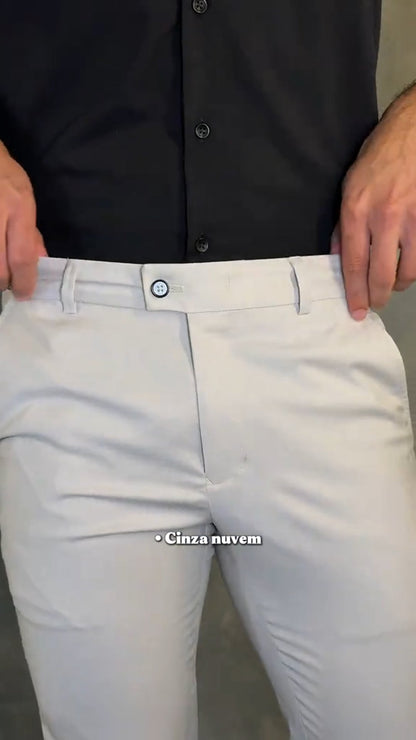 Men's Buttoned Stretch Slim-fit Trousers