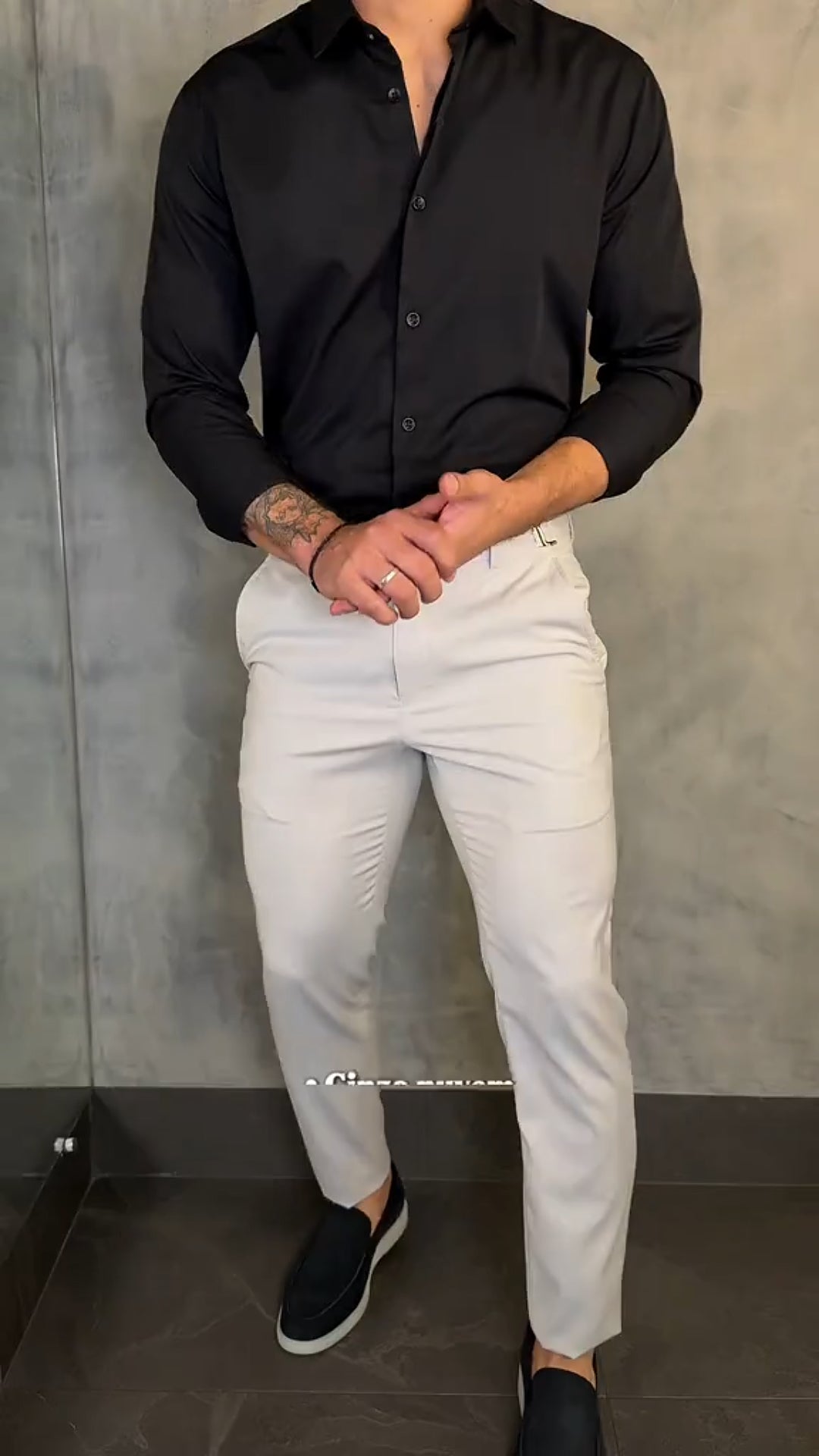 Men's Buttoned Stretch Slim-fit Trousers