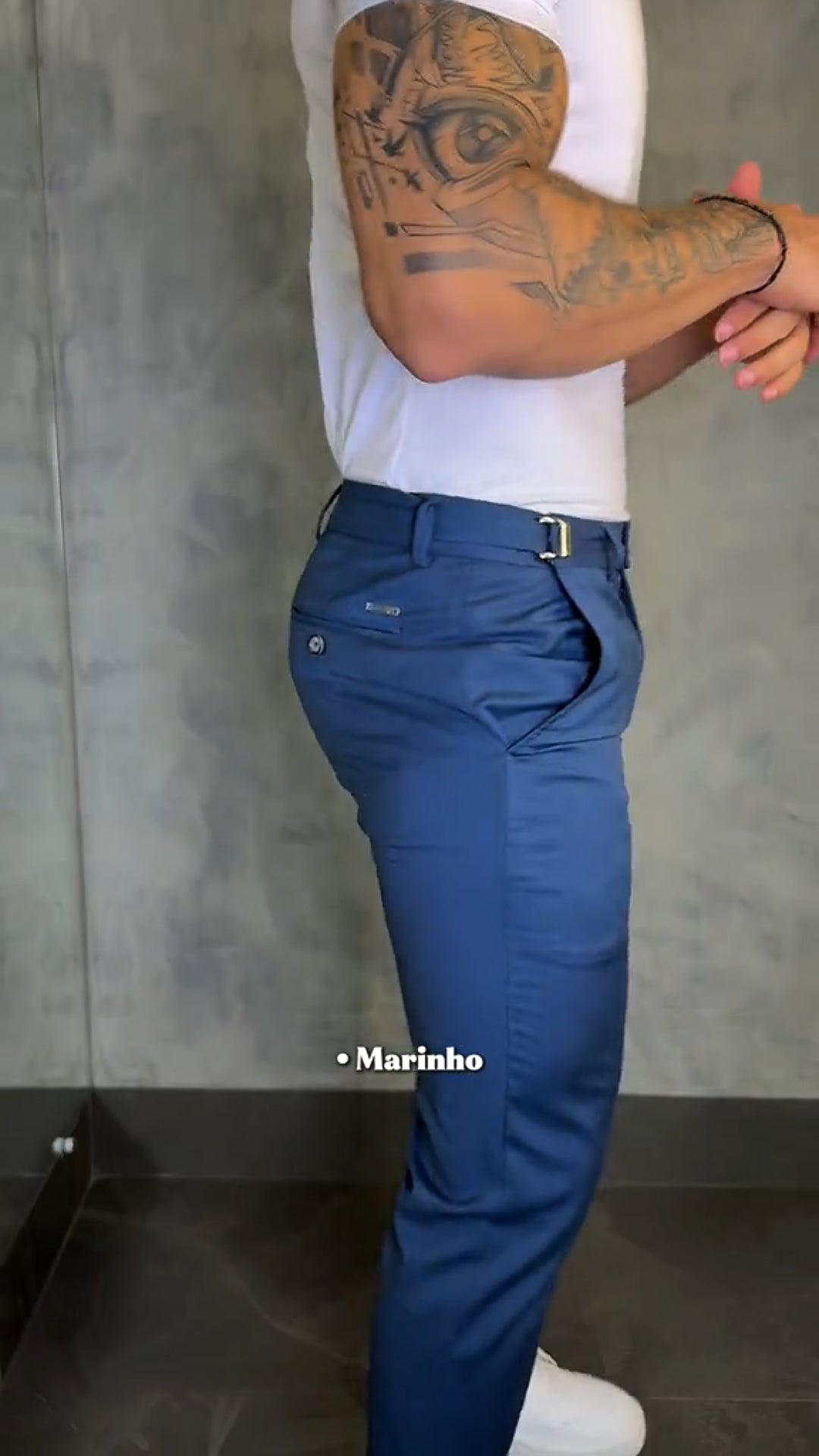 Men's Buttoned Stretch Slim-fit Trousers