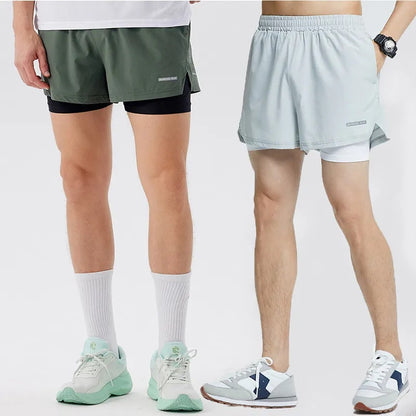 Men 2/1 Sports Shorts With Back Zip Pocket