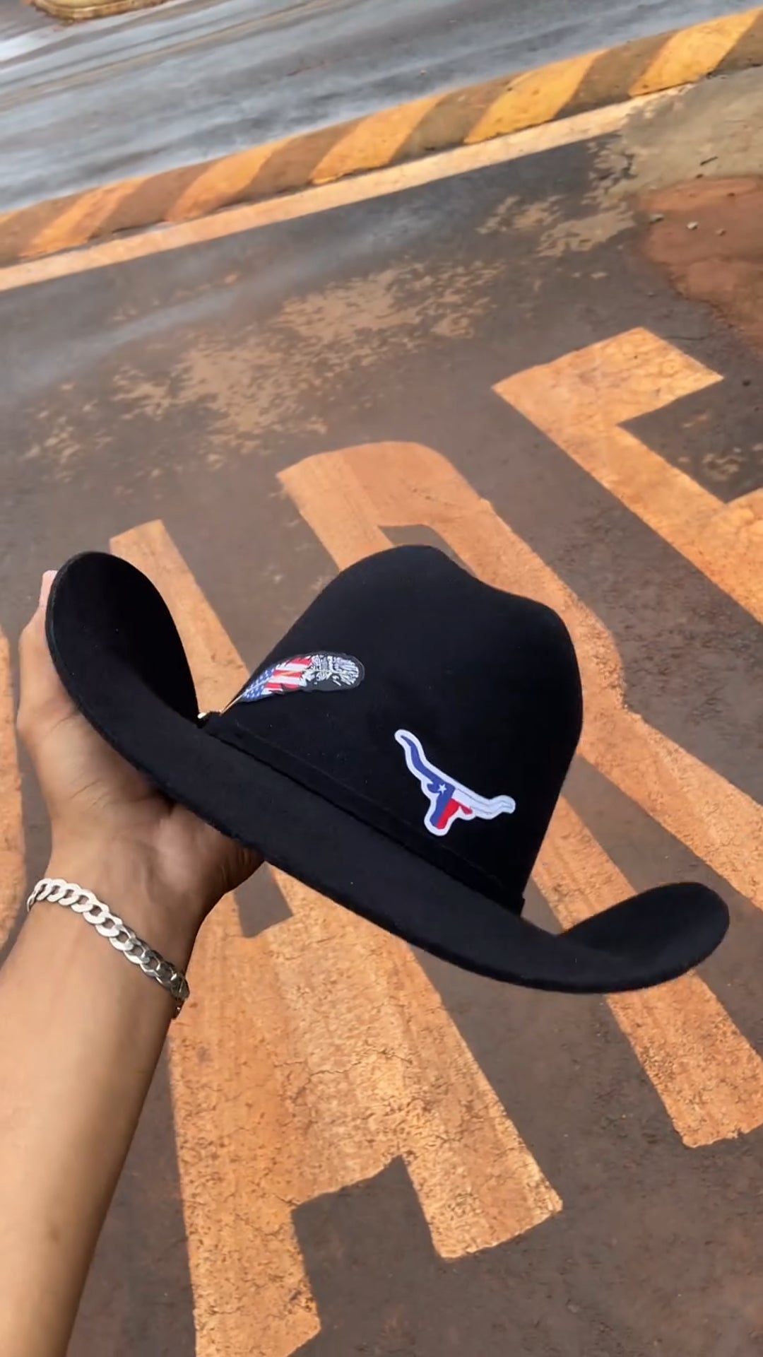 Curved Brim Wide-Dome Denim Cowboy Hat