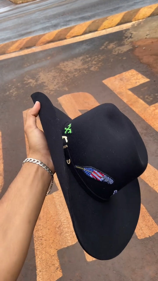 Curved Brim Wide-Dome Denim Cowboy Hat