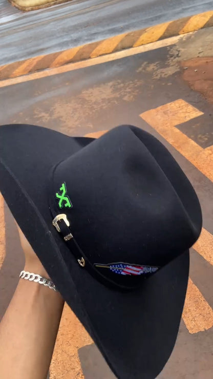 Curved Brim Wide-Dome Denim Cowboy Hat