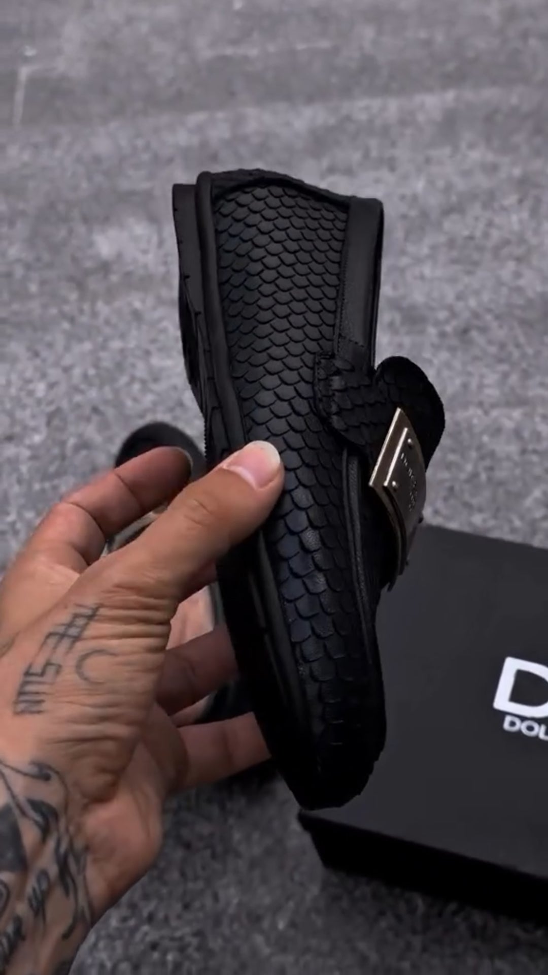 Snake Print Loafers with Metal Square Logo