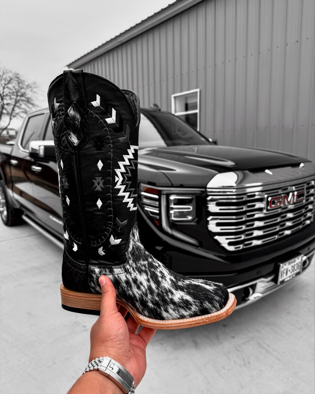 Premium Cowhide Boots - Square Toe