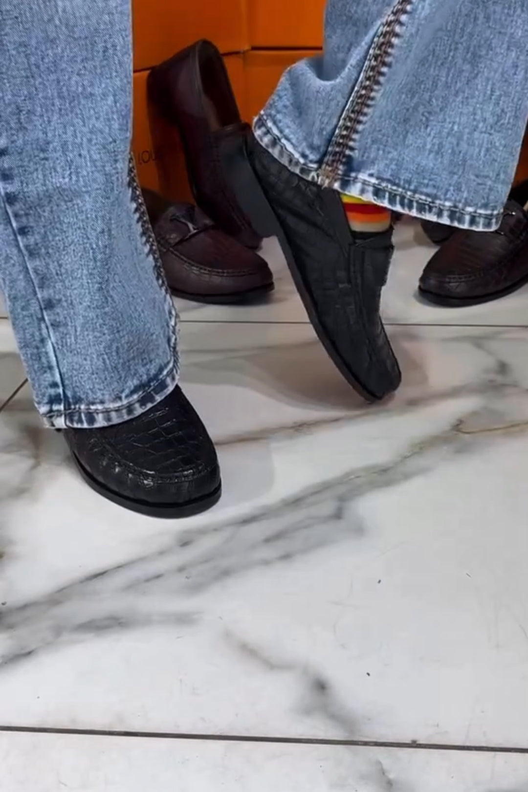 Men's Crocodile Pattern Leather Loafers