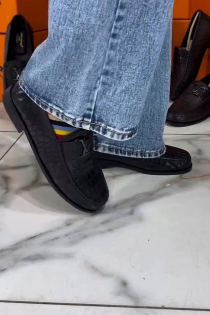 Men's Crocodile Pattern Leather Loafers