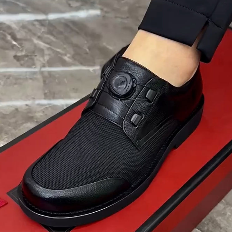 Swivel Buckle Mesh Comfortable Breathable Stylish Men's Leather Shoes