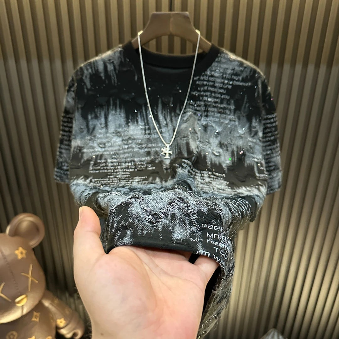 Men's Autumn Letter Ripped Top