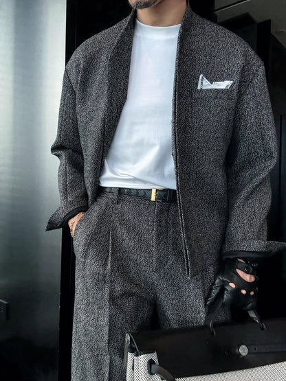 Men’s Stand Collar Single-Breasted Jacket