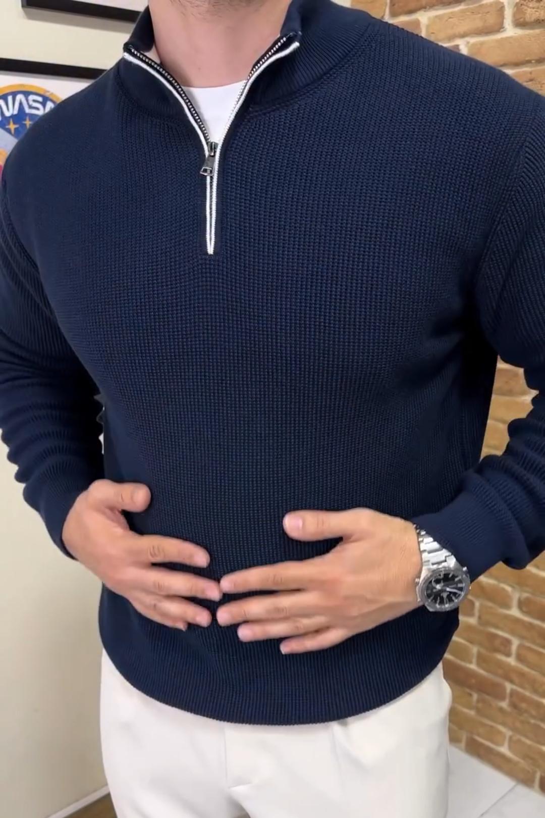 Men's Half Zip Knit Pullover Sweater