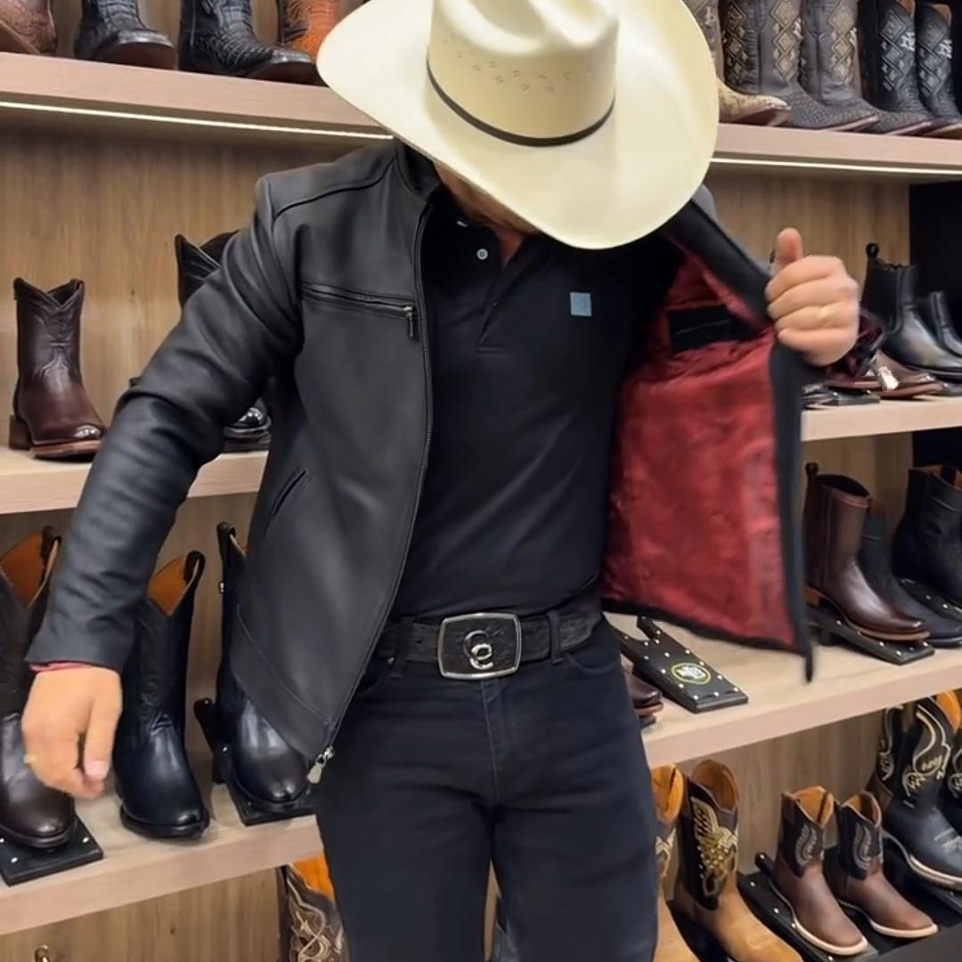 Slim-Fit Western-Inspired Men’s Jacket - Black