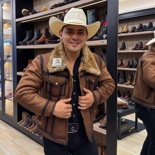 Fur-Collar Suede Jacket-Dark Brown