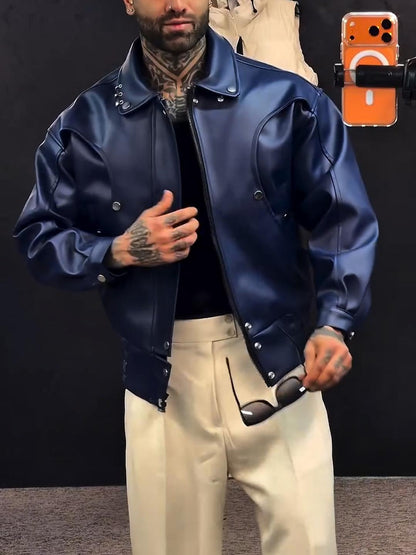 Multi-Layered Cut Leather Jacket