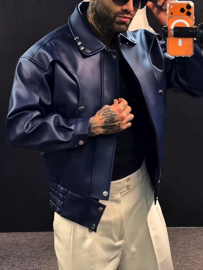Multi-Layered Cut Leather Jacket