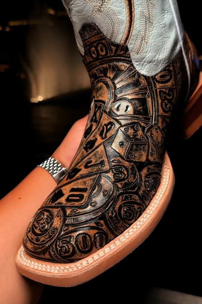 Men’s Textured Color-Block Tall Boots