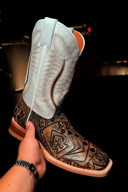Men’s Textured Color-Block Tall Boots