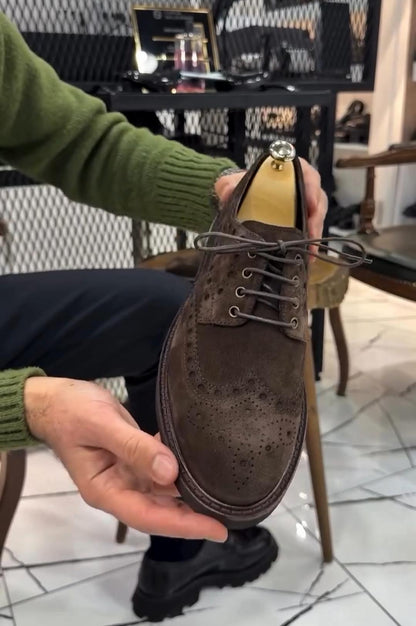 Men's Suede Velvet Lace-Up Dress Shoes