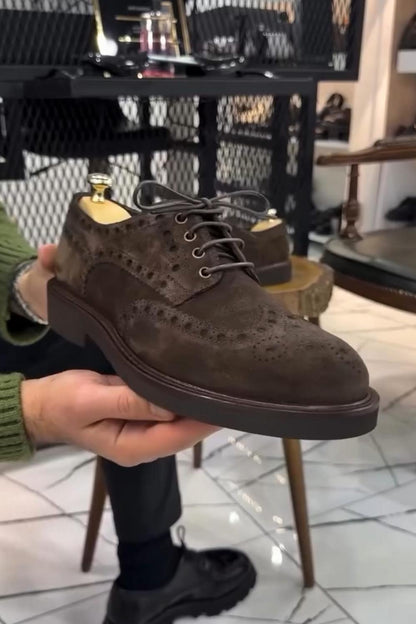 Men's Suede Velvet Lace-Up Dress Shoes