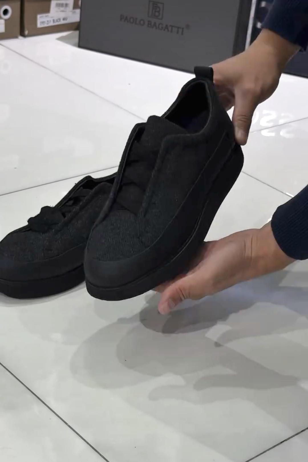 Tweed-Textured Casual Shoes