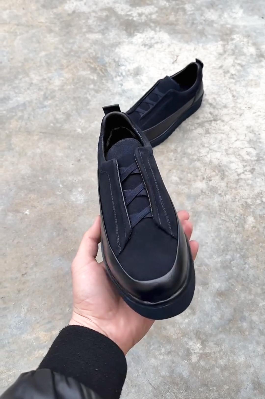 Premium Suede and Leather Mixed Casual Sneakers