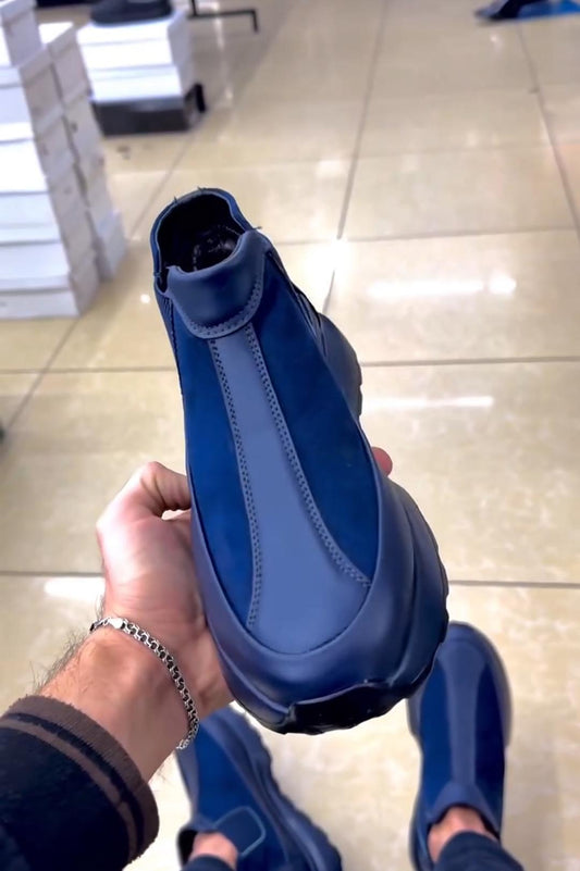 Platform Patchwork High-Top Slip-On Sneakers