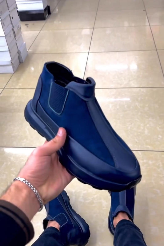 Platform Patchwork High-Top Slip-On Sneakers