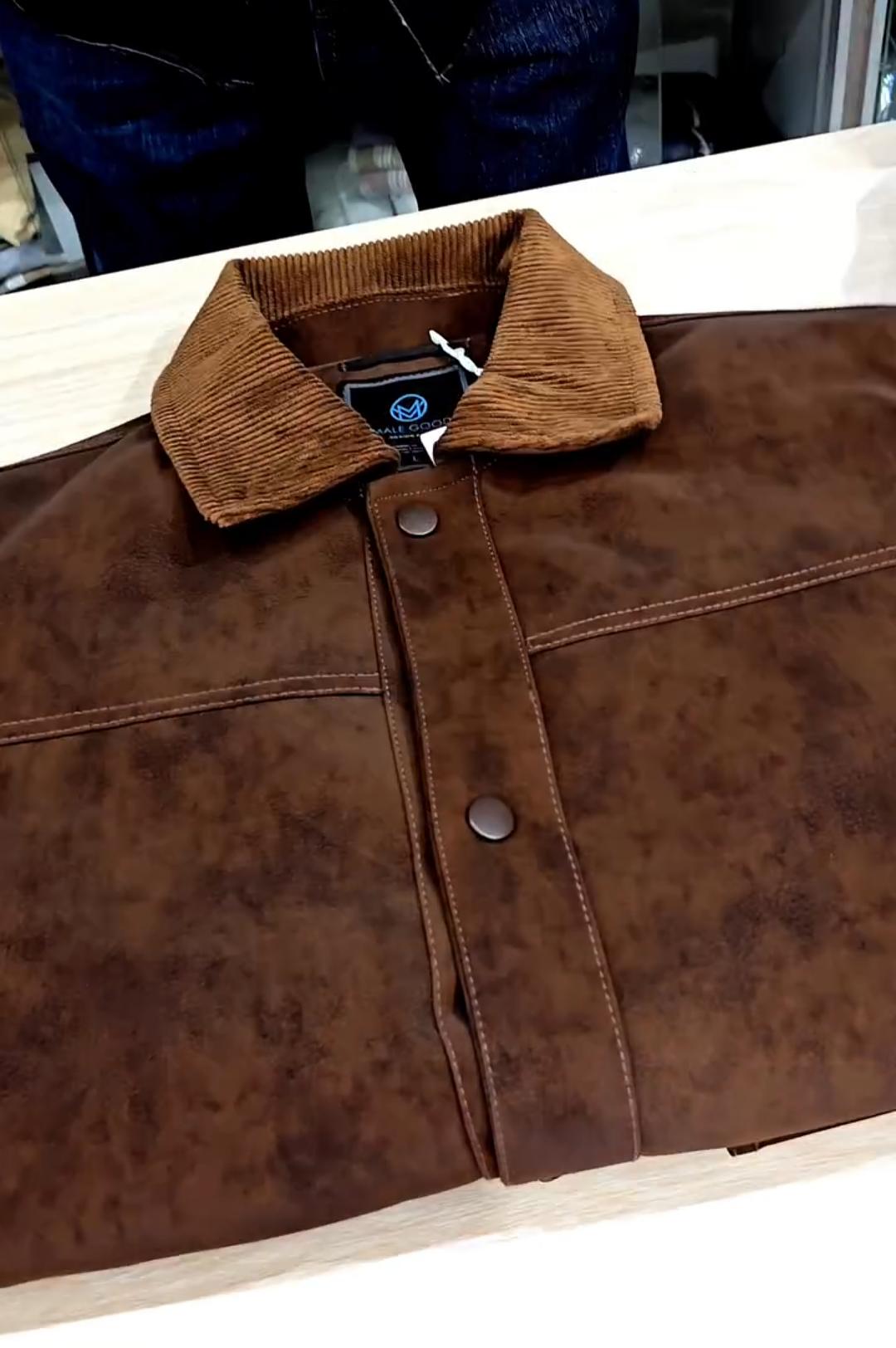 Men’s Suede Snap-Front Slim Jacket