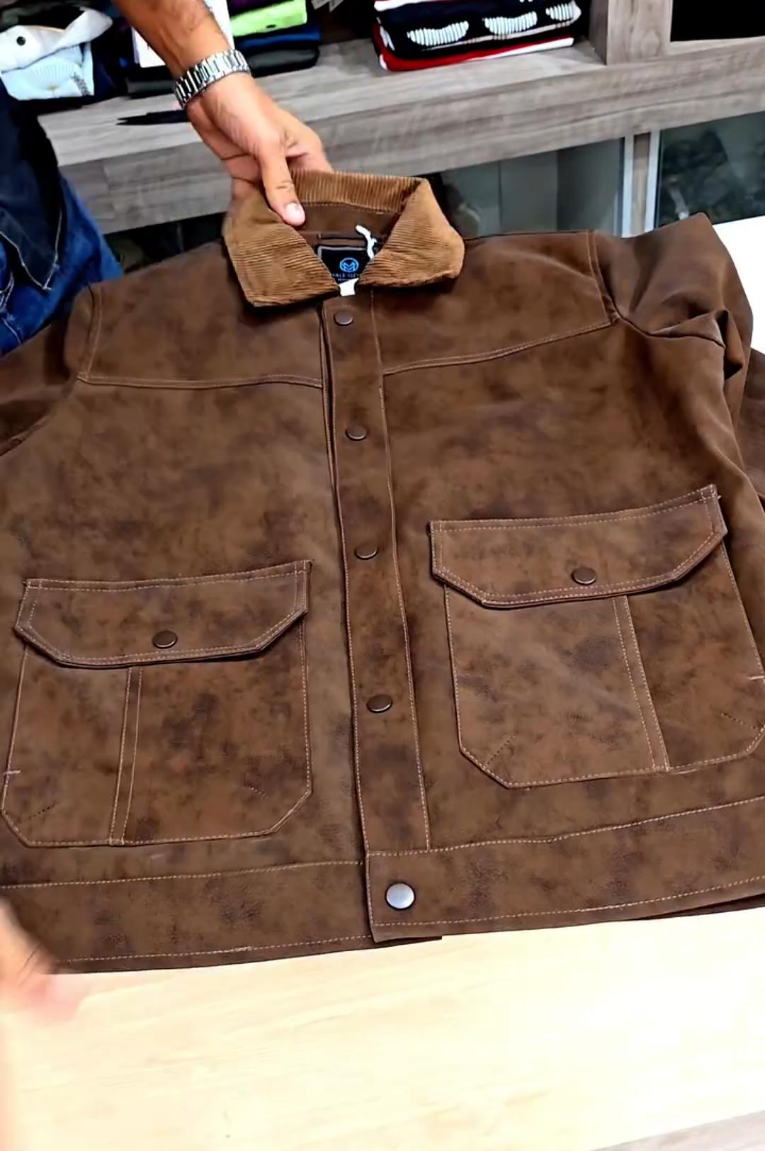 Men’s Suede Snap-Front Slim Jacket