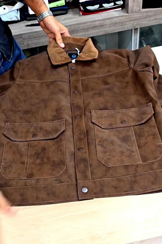 Men’s Suede Snap-Front Slim Jacket