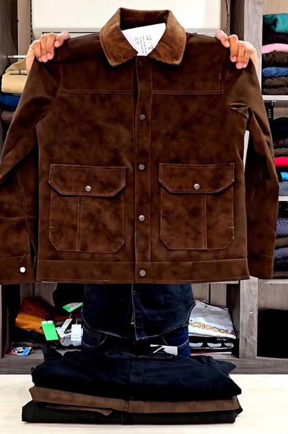 Men’s Suede Snap-Front Slim Jacket