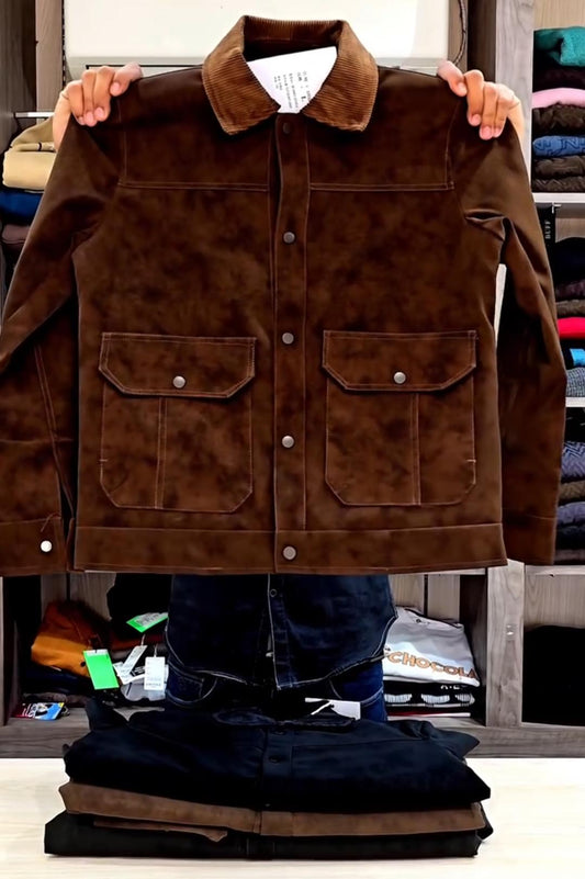 Men’s Suede Snap-Front Slim Jacket