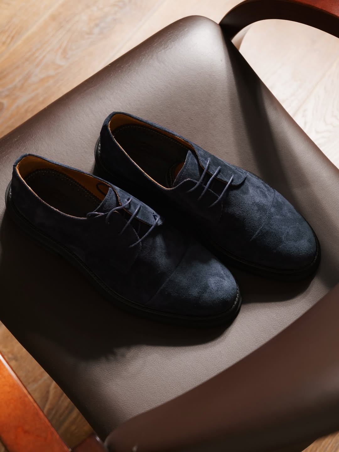 Premium Navy Suede Lace-Up Shoes