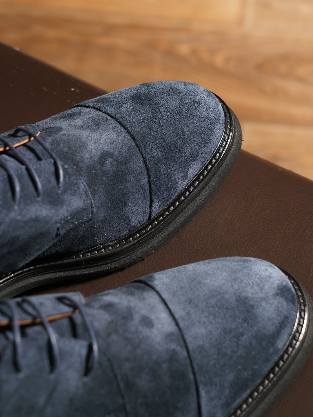 Premium Navy Suede Lace-Up Shoes