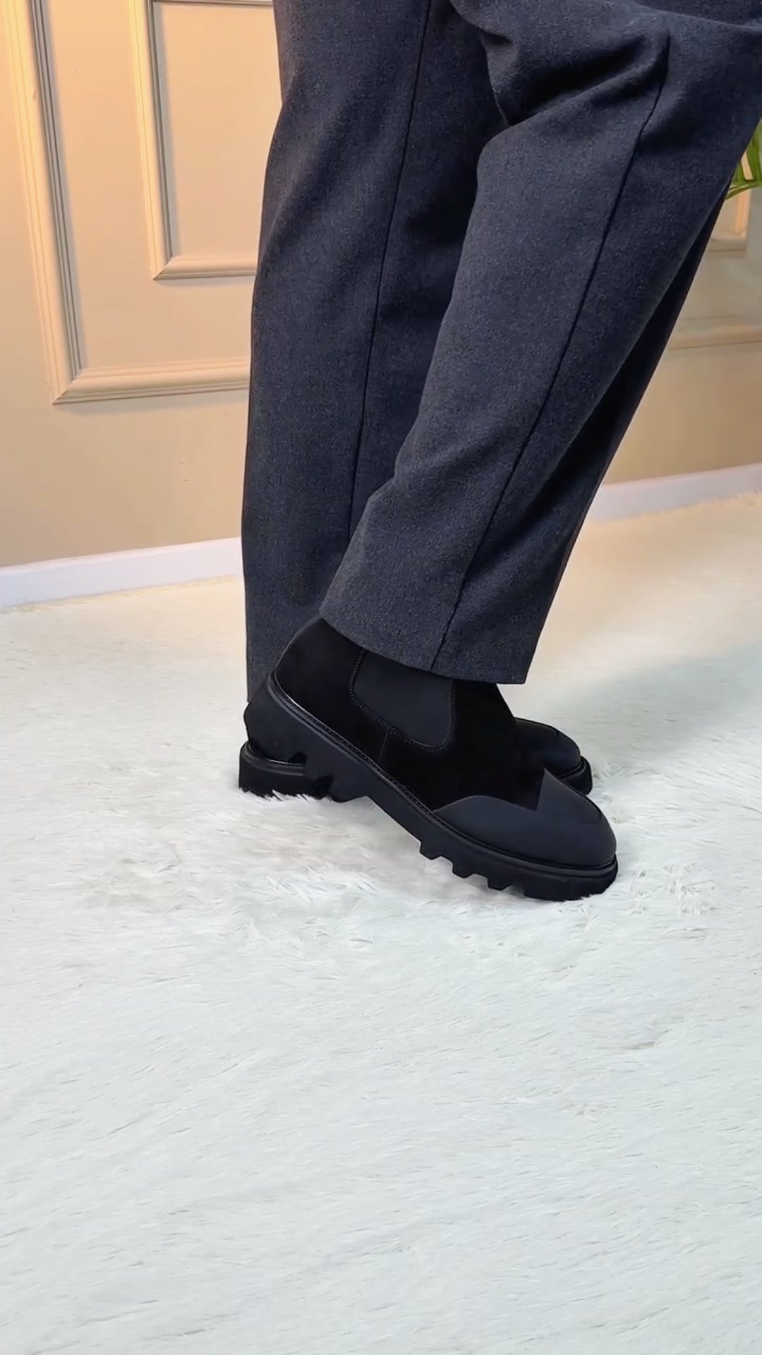 Patchwork Leather Suede Boots