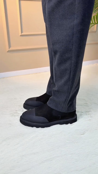 Patchwork Leather Suede Boots