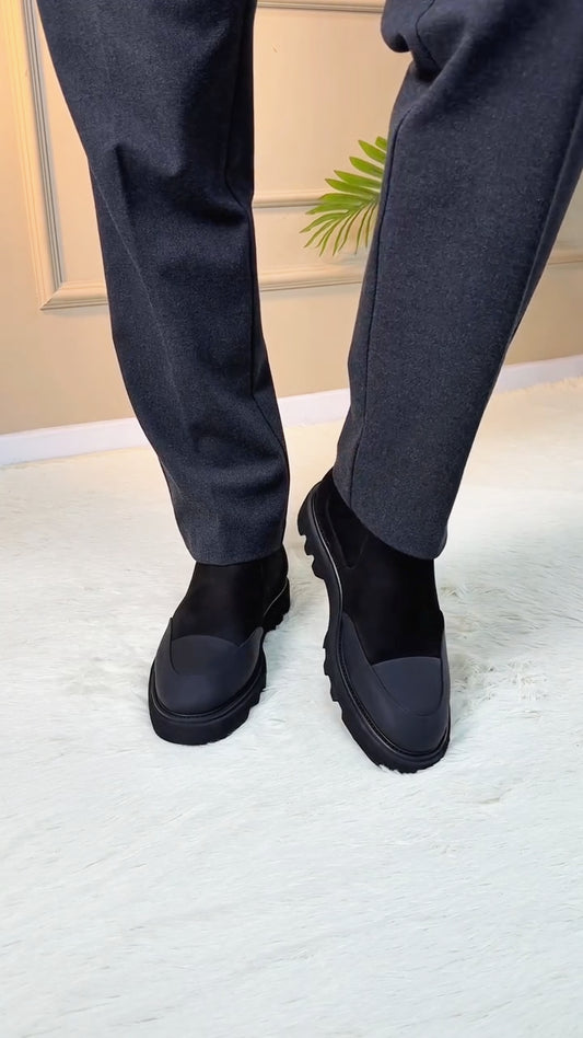 Patchwork Leather Suede Boots