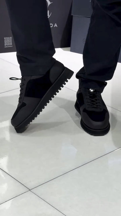 Men’s Patchwork Leather Lace-Up Shoes