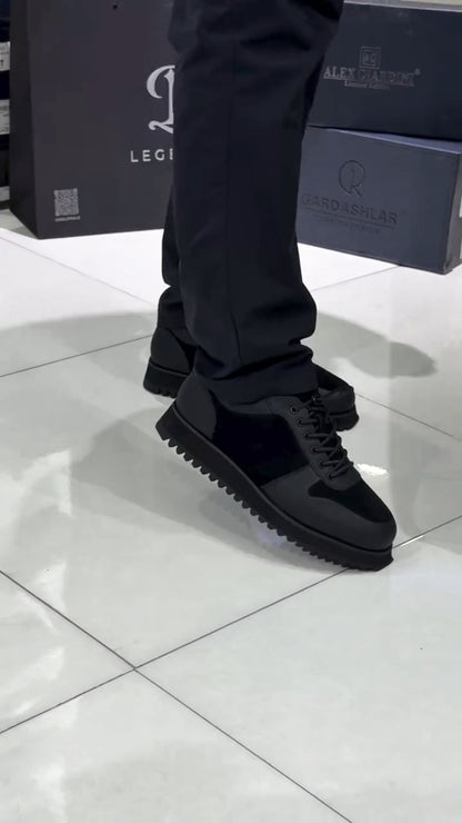 Men’s Patchwork Leather Lace-Up Shoes