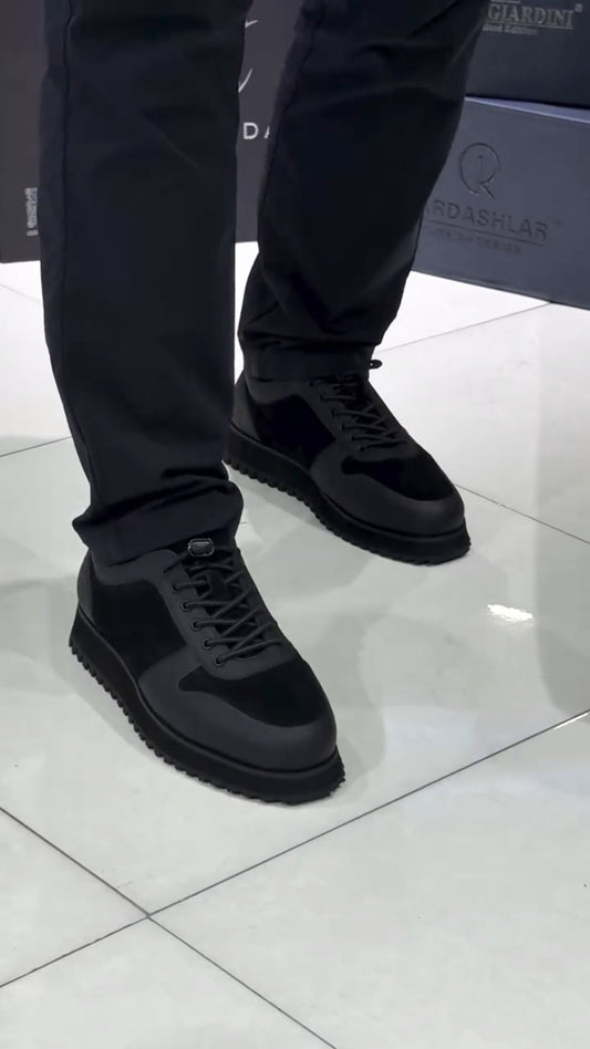 Men’s Patchwork Leather Lace-Up Shoes