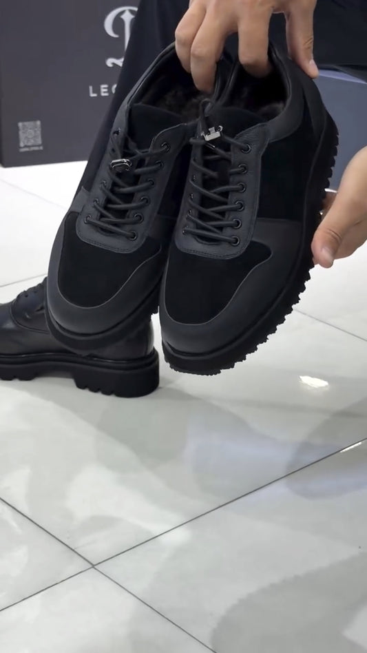 Men’s Patchwork Leather Lace-Up Shoes