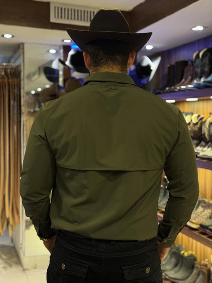 Double-Layer Back Yoke High-Stretch Shirt