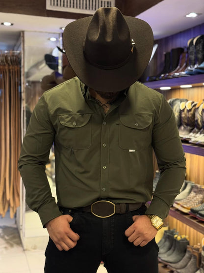 Double-Layer Back Yoke High-Stretch Shirt
