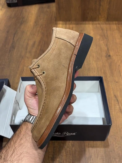 Handmade Suede Lace-Up Monk Style Shoes